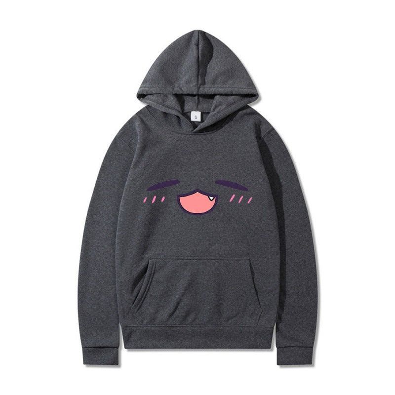 Damen Kapuzenpullover mit fröhlichem Cartoon-Gesicht und bequemer Passform Drune