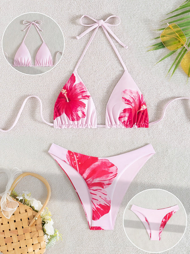 Damen Triangel-Bikini-Set mit floralem Design und verstellbaren Trägern Drune