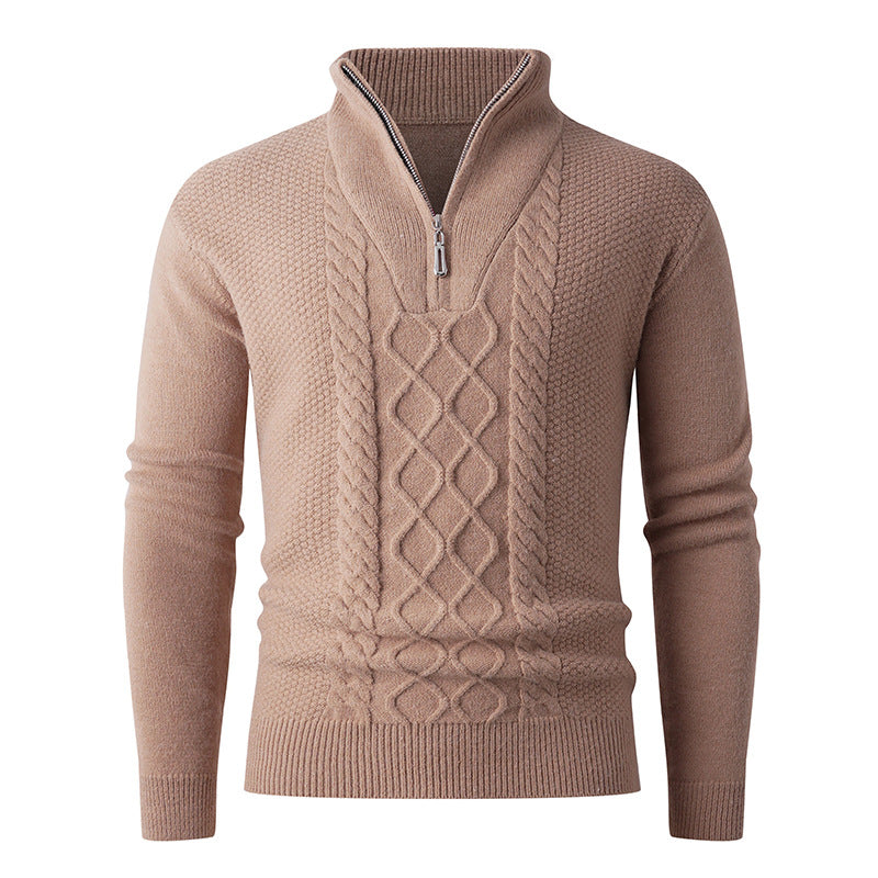 Herren Eleganter Strickpullover mit hohem Kragen und Reißverschluss Drune