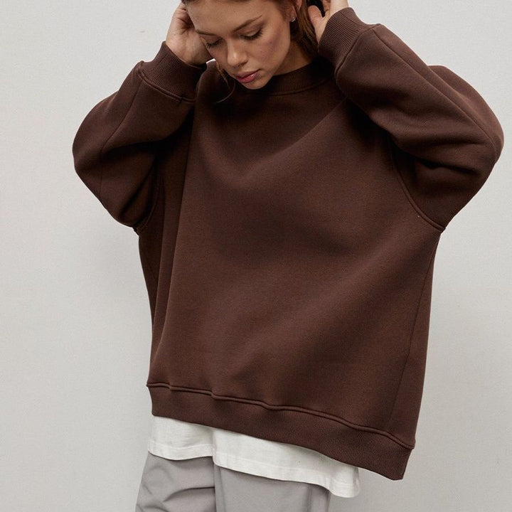 Drune | Damen Lockere Rundhals-fleece-sweatshirt
