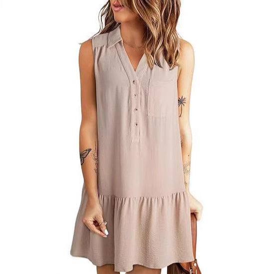 Damen Blusenkleid mit Rüschen und Taschen Drune