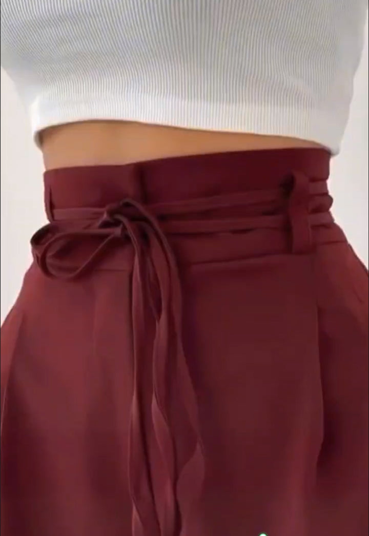 Damen Bequeme Bundfalten-Hose mit elastischem Taillenbund Drune