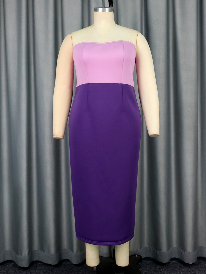 Damen figurbetontes Cocktailkleid mit schulterfreiem Design und Farbverlauf Drune