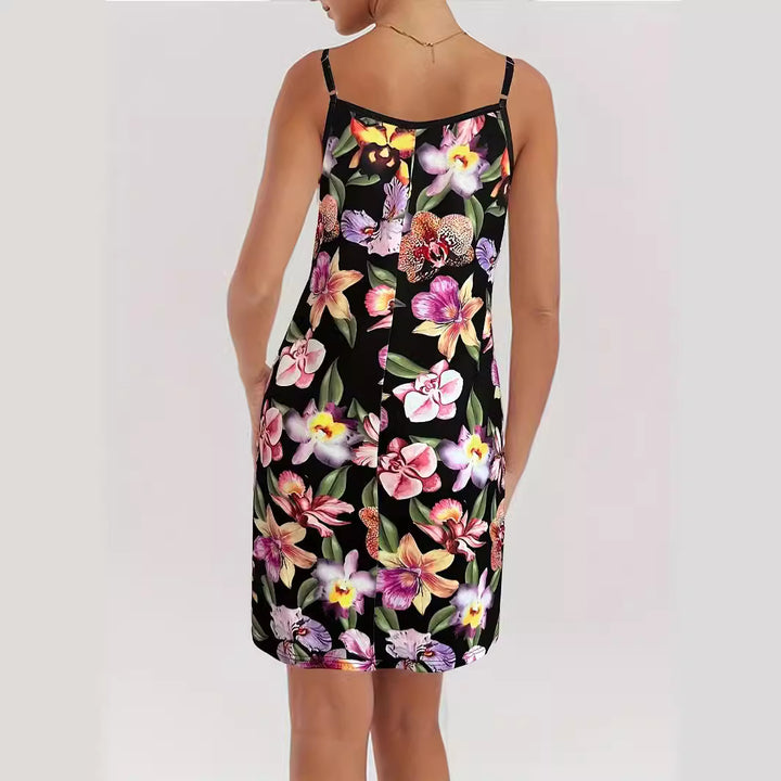 Damen Sommerkleid mit floralem Print und verstellbaren Trägern Drune