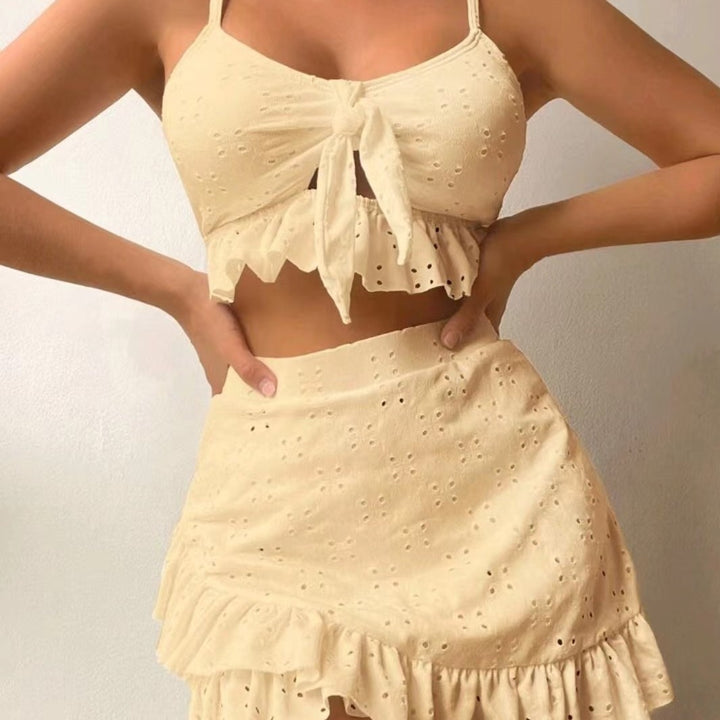 Damen Crop-Top und Rock-Set mit verspieltem Design Drune