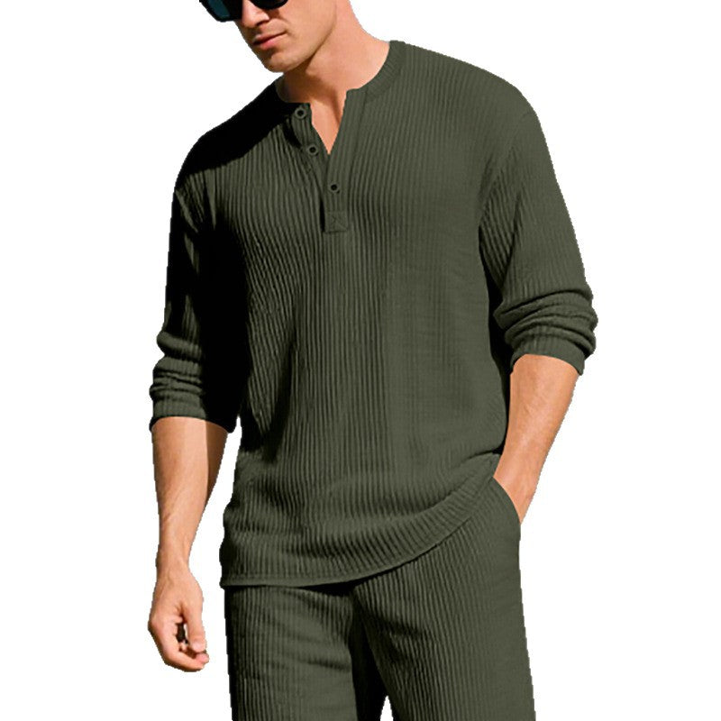 Herren Langarm-Henleyshirt mit strukturiertem Design Drune