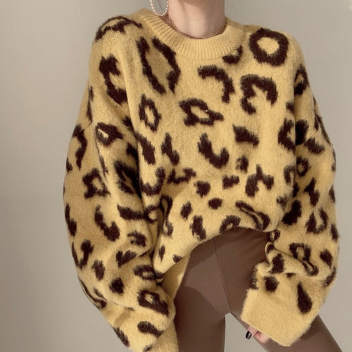 Damen Großer Pullover im Animal-Print Design Drune
