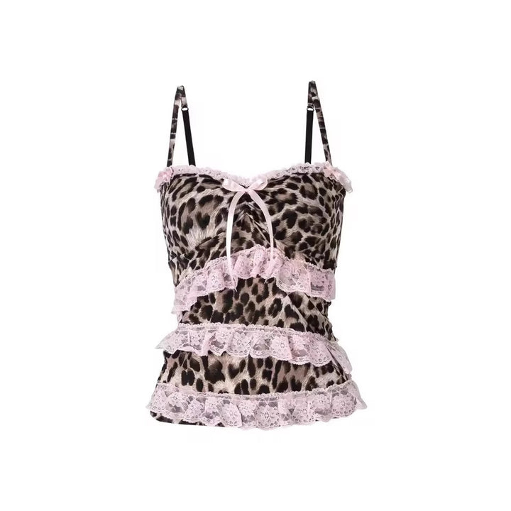 Damen Rüschen Top mit Leopardenmuster Drune