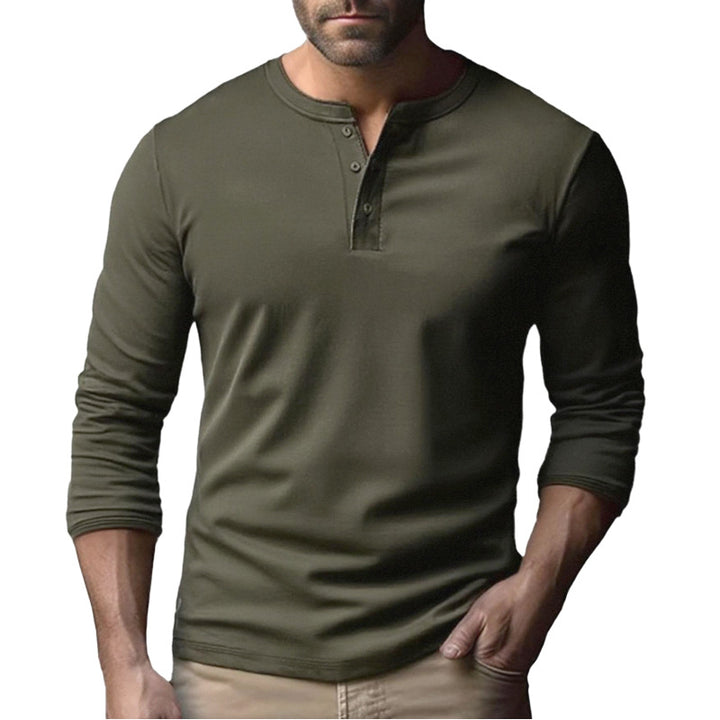 Herren Langarm-Henley-Shirt aus atmungsaktivem Baumwollmix Drune