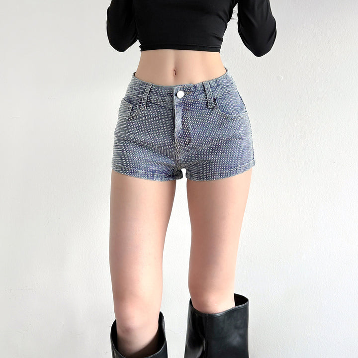 Damen Glitzernde Denim-Shorts mit funkelnden Akzenten Drune