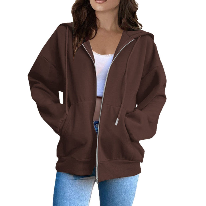 Damen Oversized Kapuzenjacke mit durchgehendem Reißverschluss und praktischen Taschen Drune