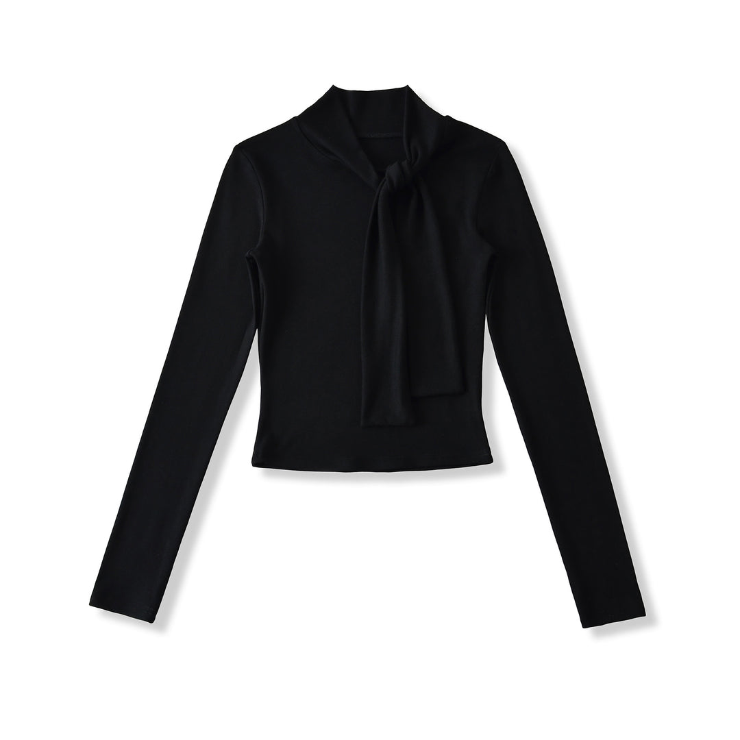 Damen Langarmshirt mit schickem Schlupfkragen und femininer Schleifenoptik Drune