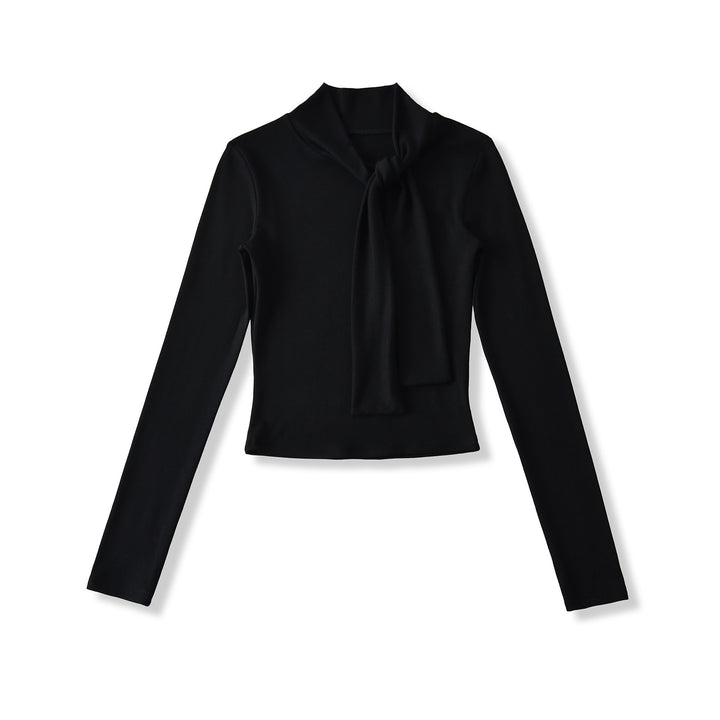 Damen Langarmshirt mit schickem Schlupfkragen und femininer Schleifenoptik Drune