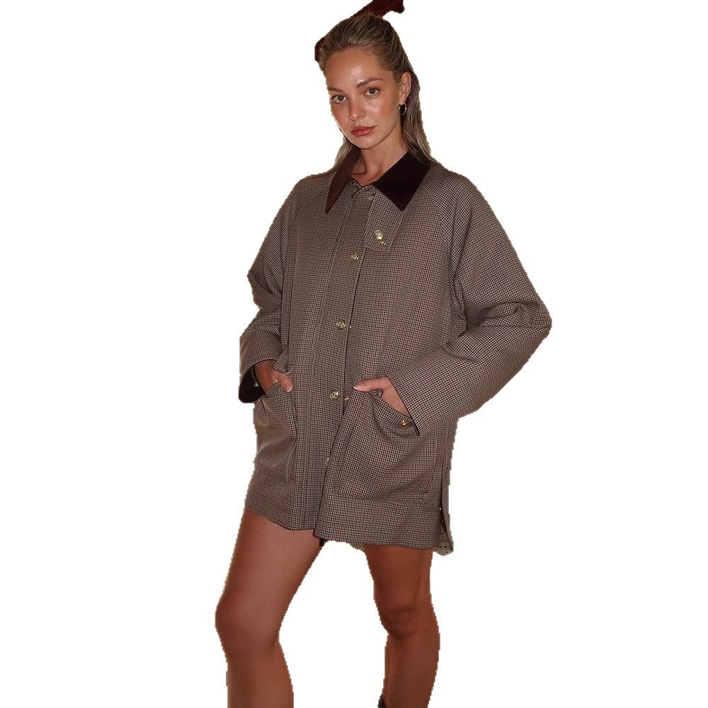 Damen modische und lässige Karojacke Drune