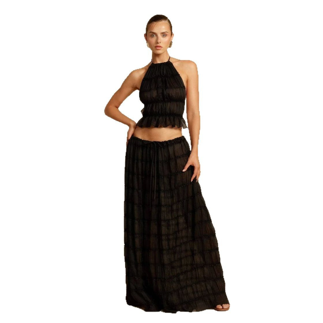Damen Maxikleid mit gerafftem Oberteil und elegantem Taillenauschnitt Drune