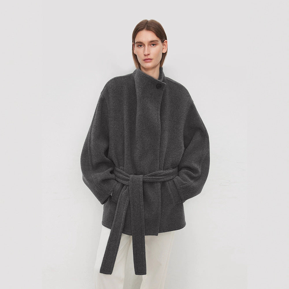 Damen eleganter Oversized-Mantel mit Bindegürtel Drune