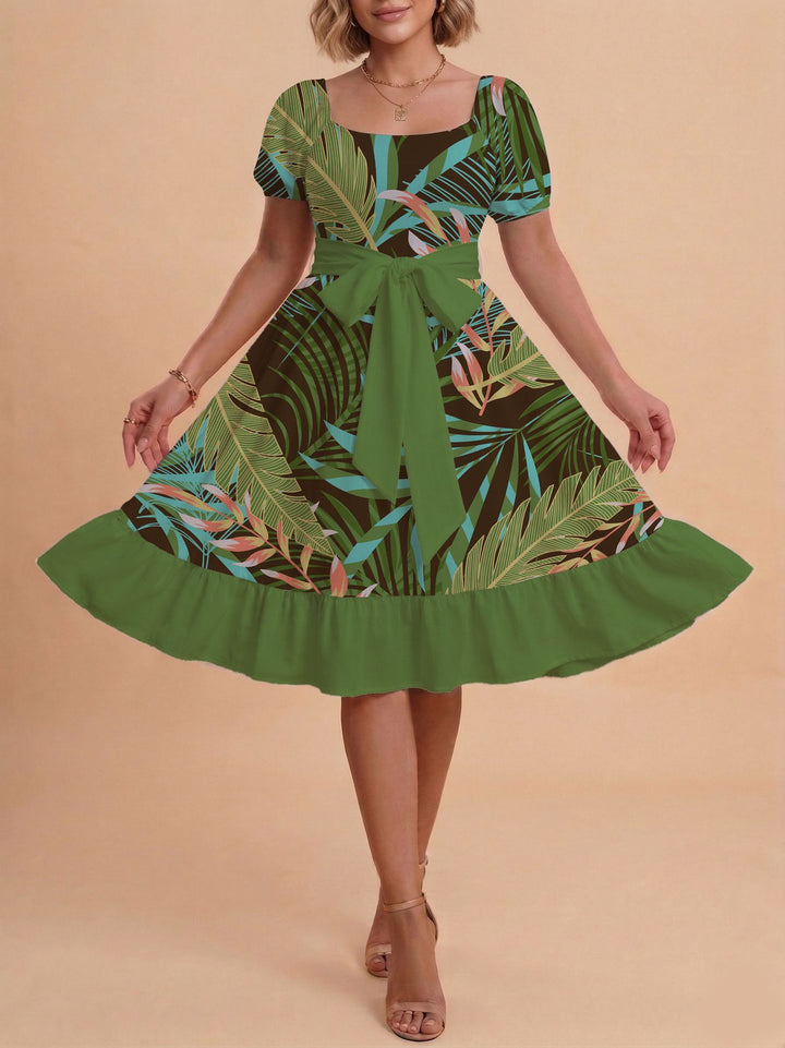 Damen Verspieltes Maxikleid mit Bärenmuster und taillierbarem Band Drune