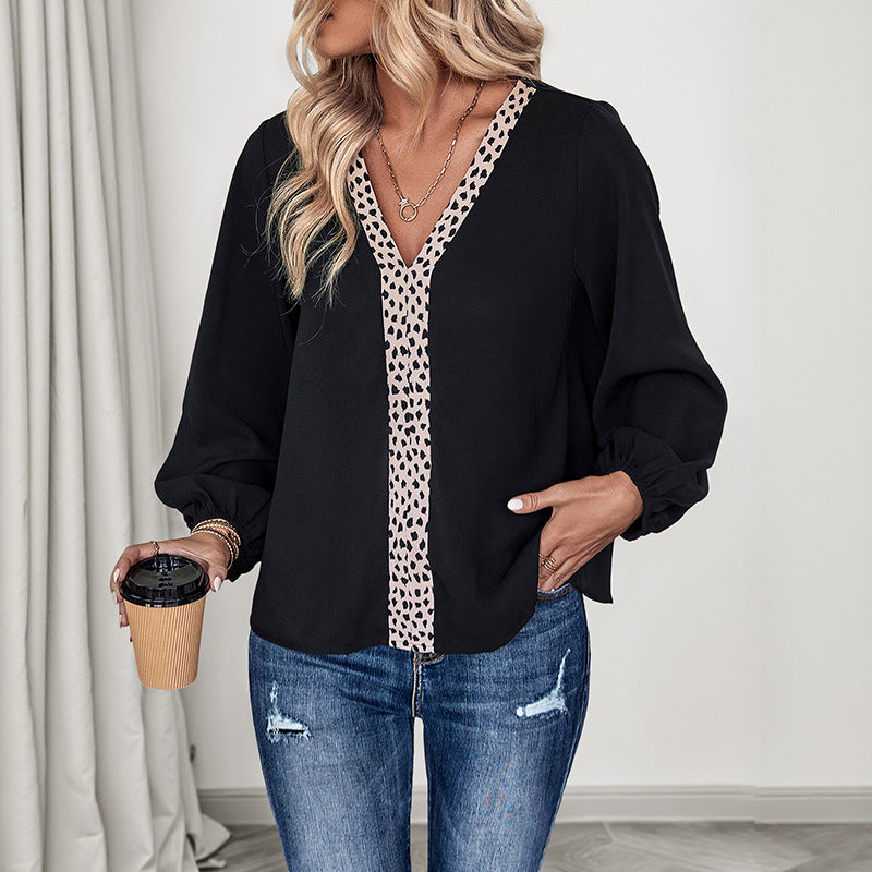 Damen elegante Bluse mit tierischem Muster und lässigem Schnitt Drune