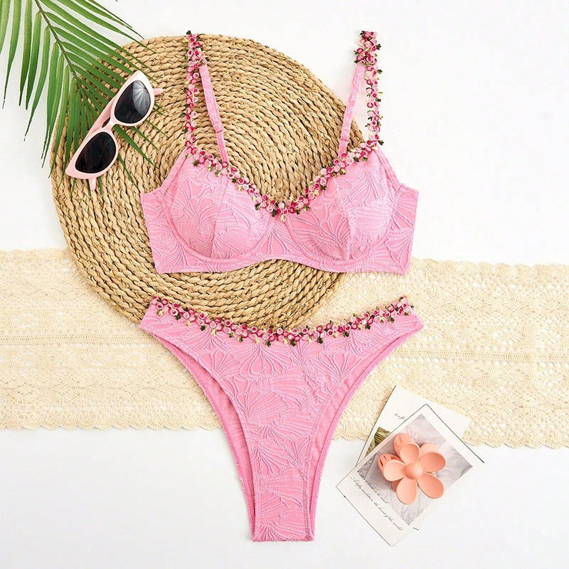 Damen Bikini-Set mit floralen Akzentstickereien Drune