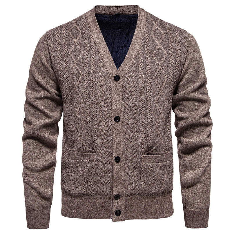 Herren klassische Strickjacke mit strukturiertem Design und praktischen Taschen Drune