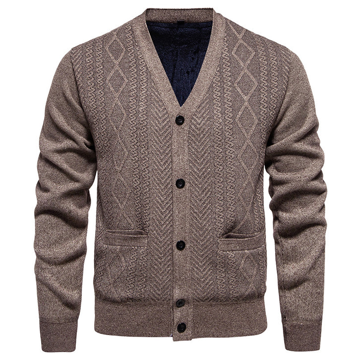 Herren klassische Strickjacke mit strukturiertem Design und praktischen Taschen Drune