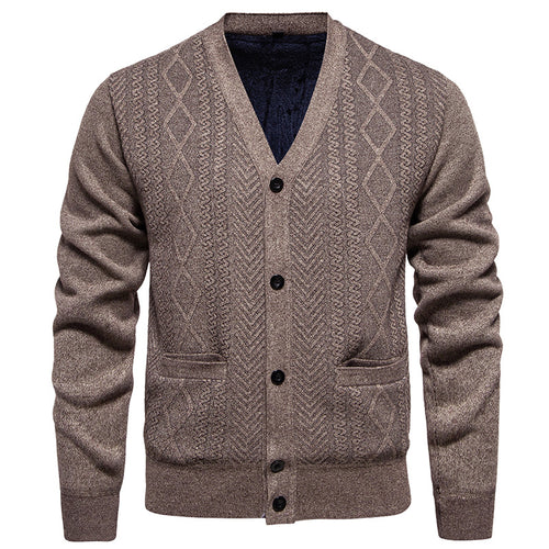 Herren klassische Strickjacke mit strukturiertem Design und praktischen Taschen Drune