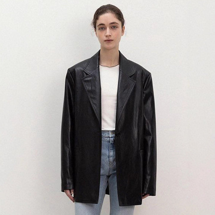 Damen Oversized Kunstlederblazer Drune