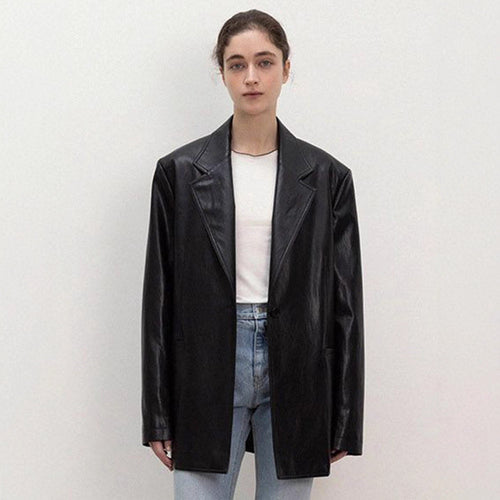 Damen Oversized Kunstlederblazer Drune