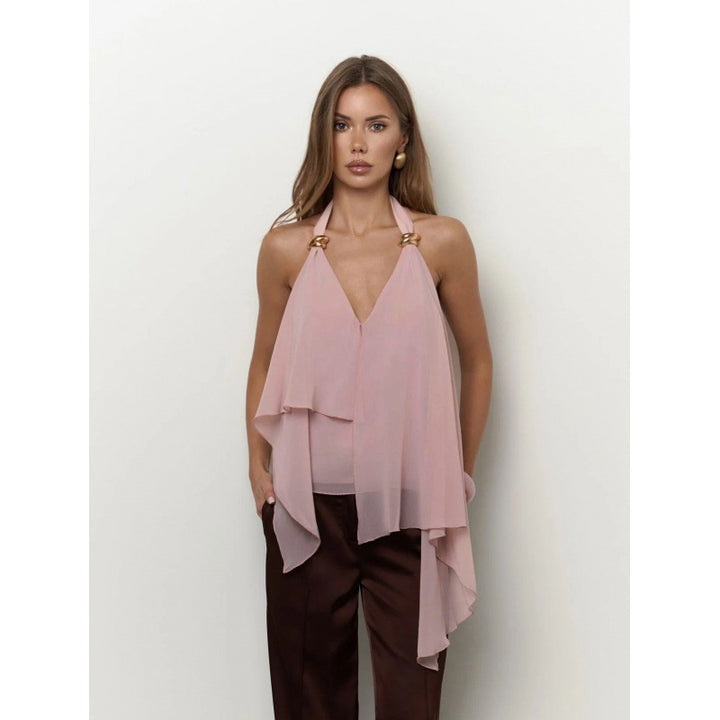 Damen Chiffonoberteil mit asymmetrischem Schnitt und Glanzdetails Drune