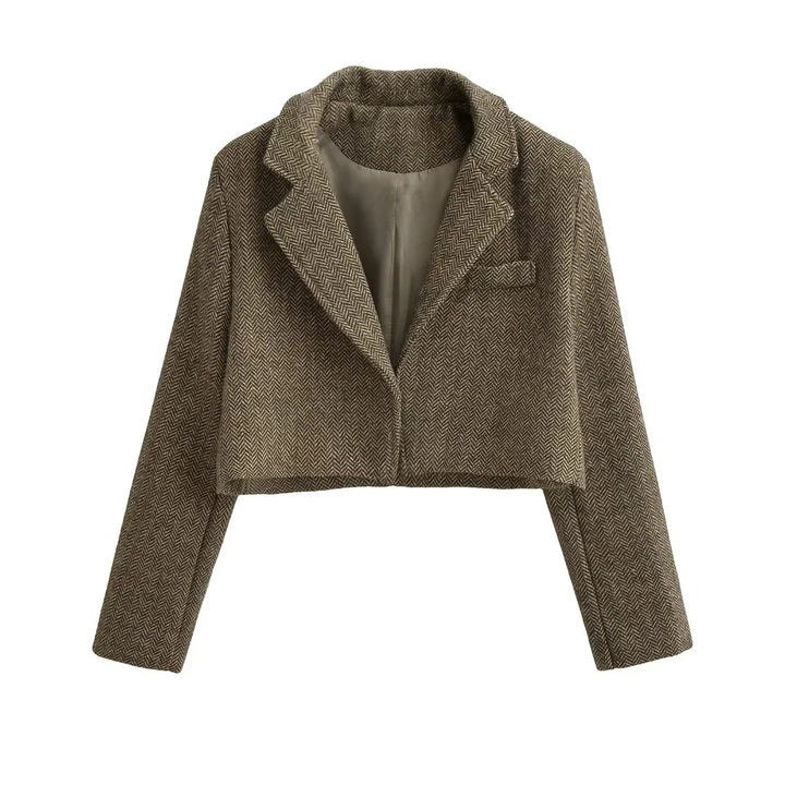 Damen cropped Blazerjacke im eleganten Herringbone-Design Drune