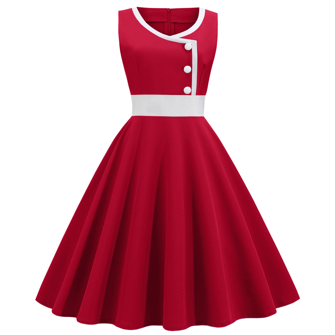 Damen Swingkleid mit hochwertigem A-Linien Schnitt und eleganten Knopfdetails Drune