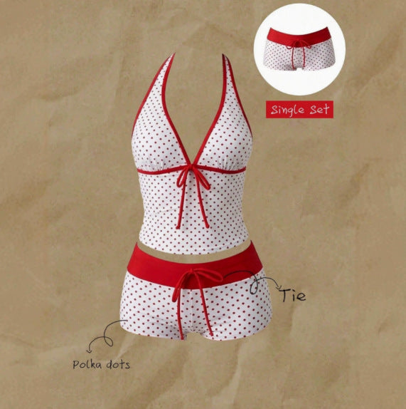 Damen Tankini mit modischem Punktmuster und verstellbarem Halter Drune