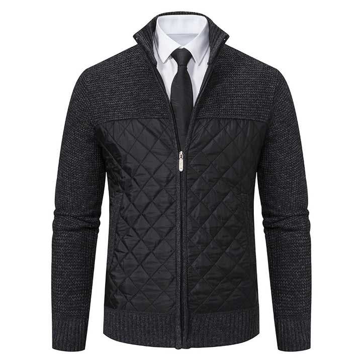 Herren nan gesteppte Hybrid-Strickjacke mit diamantsteppung, Stehkragen, isolierendem Thermofutter und Reißverschluss Drune