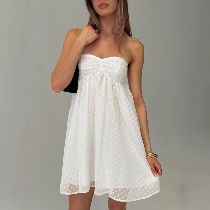 Damen Sommerliches Bandeau-Kleid mit zarten Punkten und luftiger Silhouette Drune