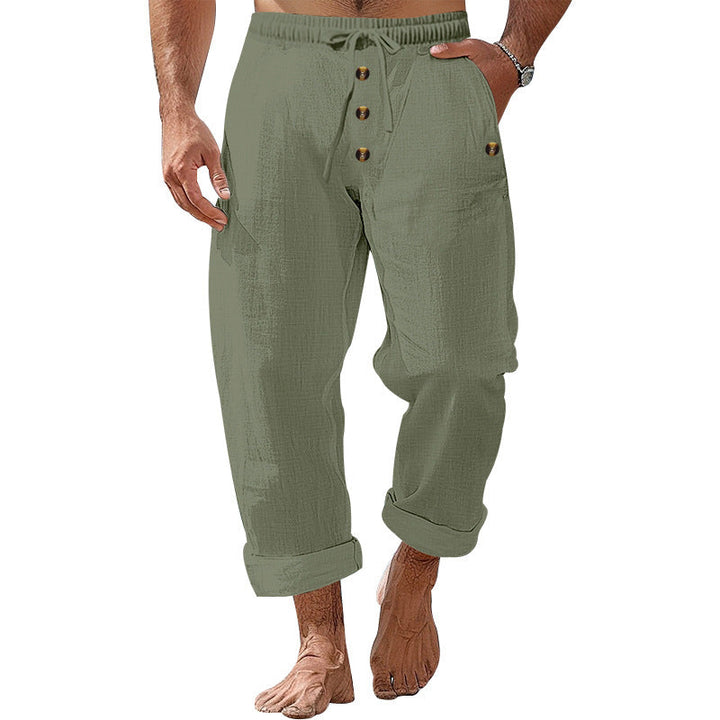 Herren lockere Strandhose mit verstellbarem Kordelzug und praktischen Seitentaschen Drune