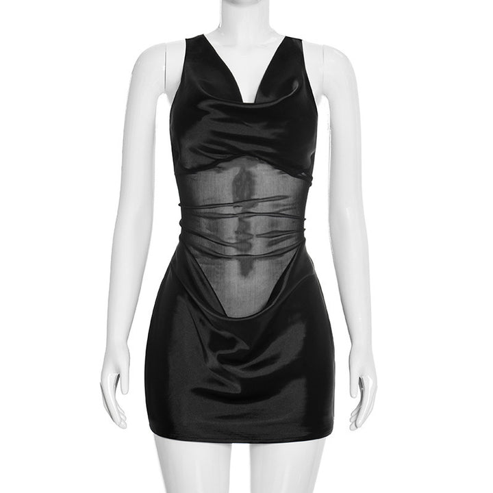 Damen Körperbetontes Minikleid mit tiefem V-Ausschnitt und eleganter Drapierung Drune