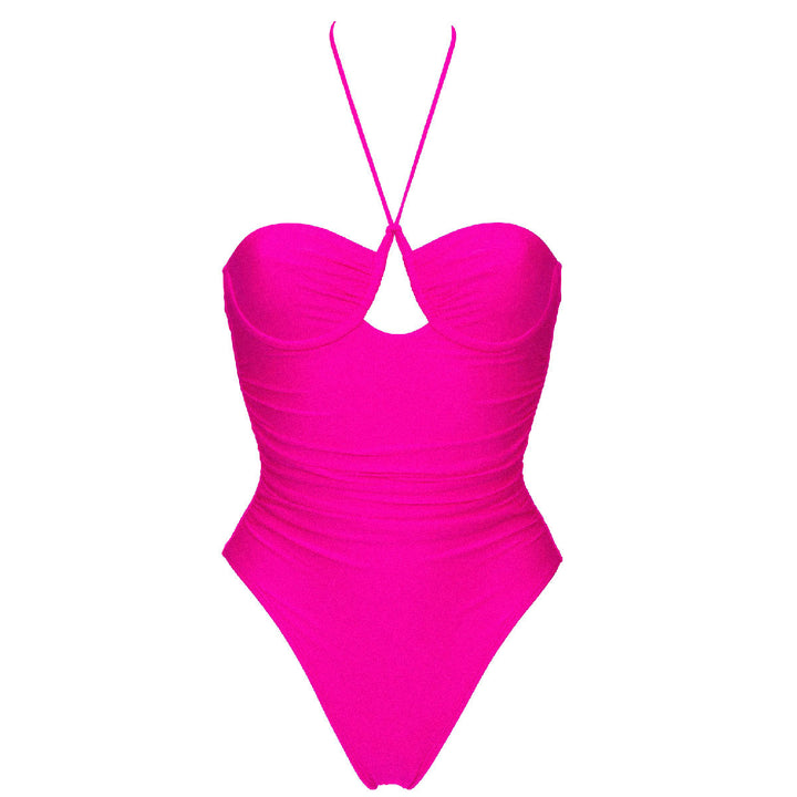 Damen Einteiliger Badeanzug mit elegantem Cut-Out und Raffungen Drune