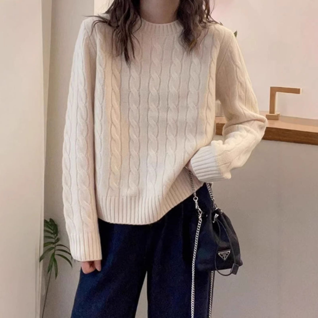 Damen Strickpullover mit dekorativem Kabelmuster Drune