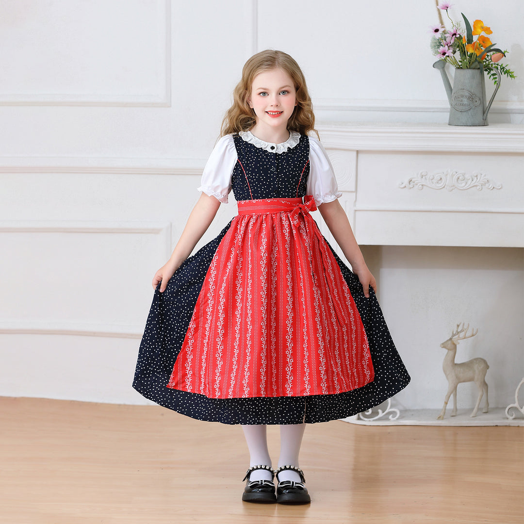 Damen nan traditionelles Dirndlkleid für Mädchen mit abnehmbarer Schürze Drune