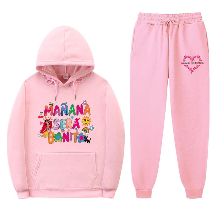 Damen Sweatshirt- und Jogginghose-Set mit buntem Aufdruck Drune