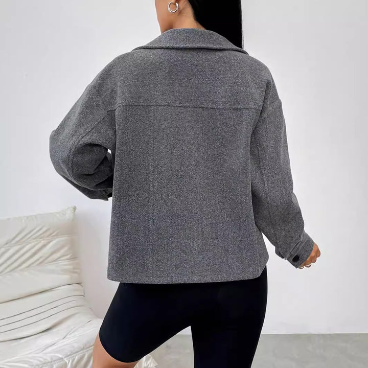 Damen lässige Oversized Jacke mit praktischen Taschen und Button-Down-Verschluss Drune