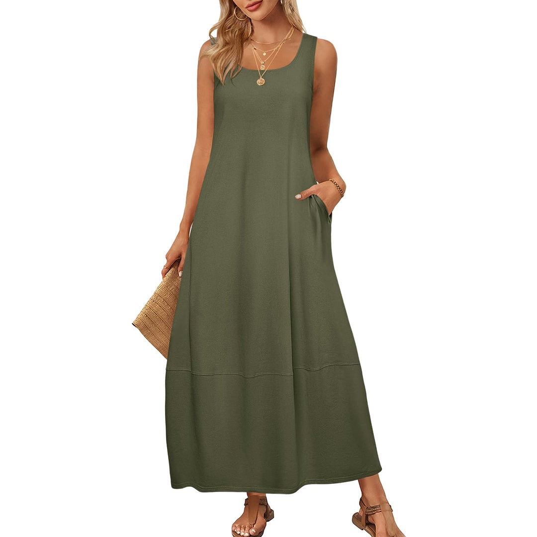 Damen Maxikleid im entspannten Schnitt mit praktischen Taschen Drune