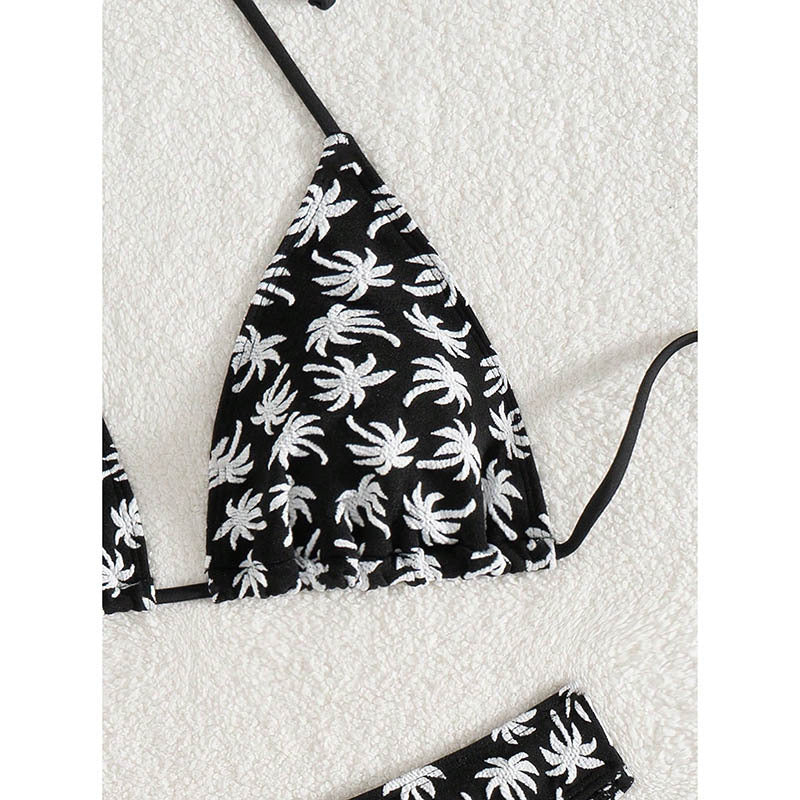 Damen Triangel-Bikini mit kreativem Blattmuster Drune