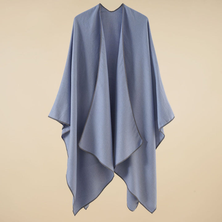 Damen Eleganter Wickelp Poncho aus weichem Wollmix Drune