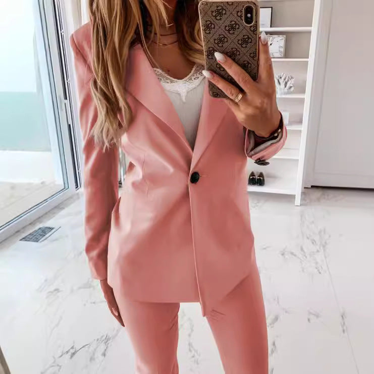 Damen Zweiteiliges Blazer Set aus hochqualitativem Gewebe Drune