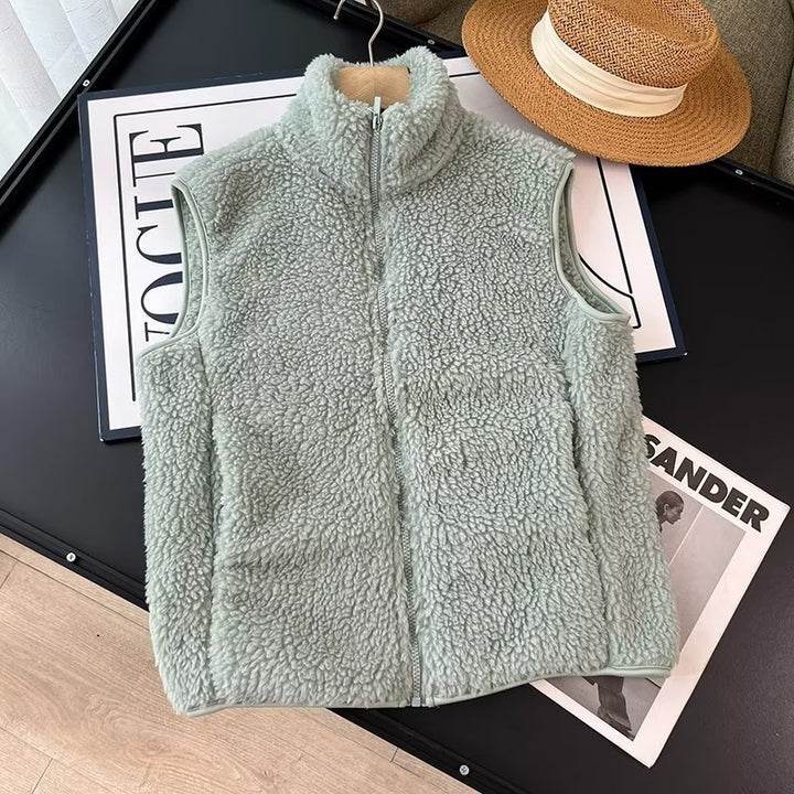 Damen kuschelige Fleece-Weste mit hohem Kragen Drune