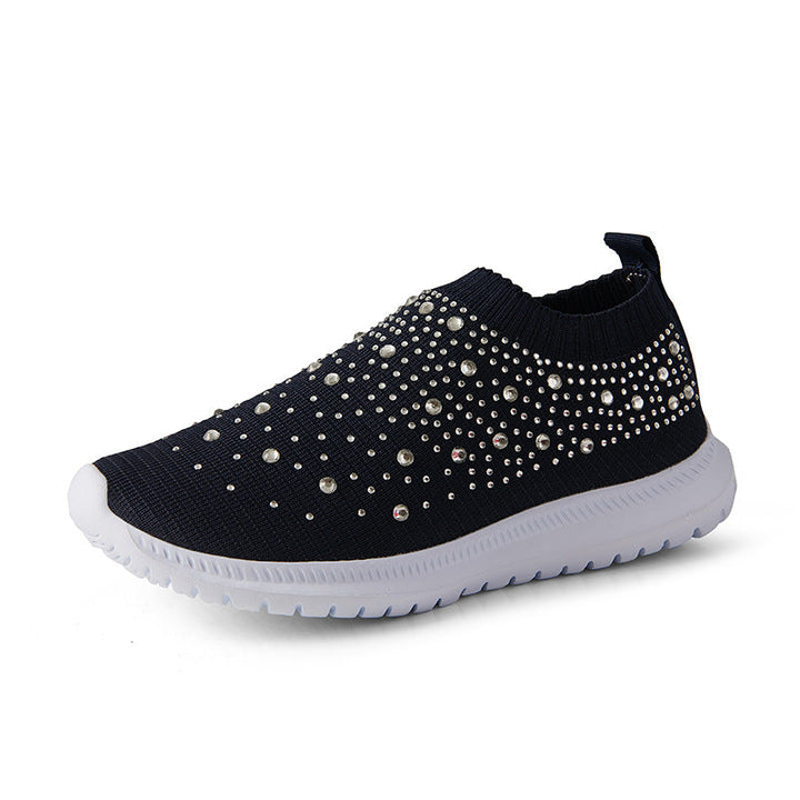 Damen Glitzernde Slip-On Sneakers mit atmungsaktivem Strickdesign und flexibler Sohle Drune