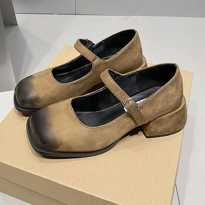 Damen klassische Mary Jane Schuhe mit verstellbarem Riemen und blockiertem Absatz Drune