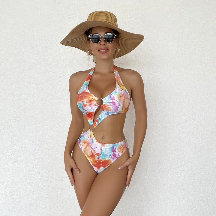 Damen Modischer Cut-Out Badeanzug mit Ringen Drune