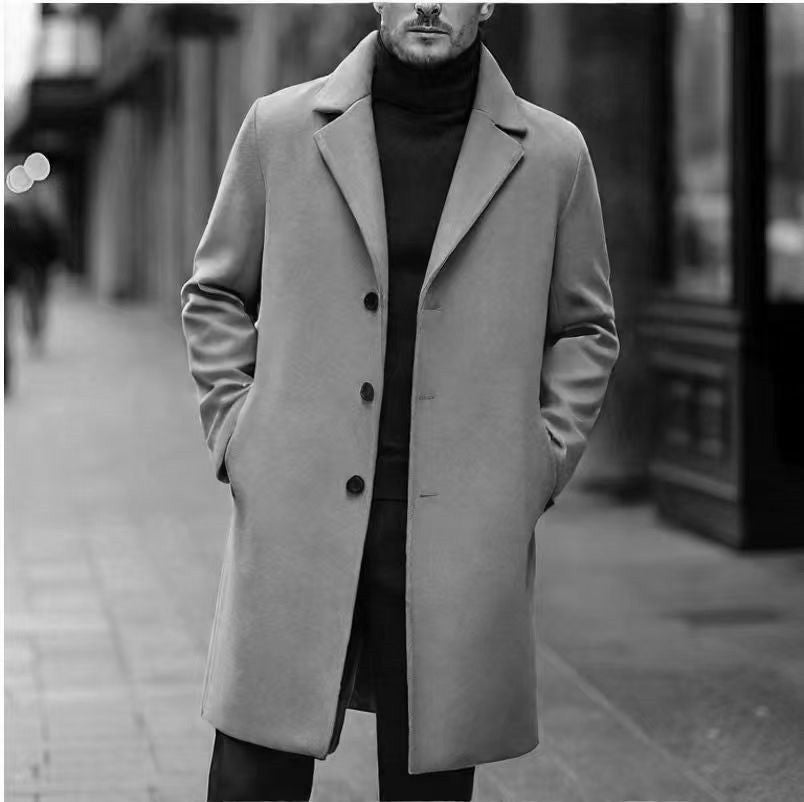 Herren nan eleganter Wollmixmantel mit Reverskragen und geradem Schnitt Drune